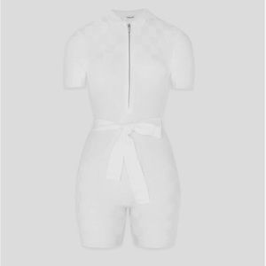 Manier De Voir Classy White Checkered Playsuit, Tag Still On, Size Small